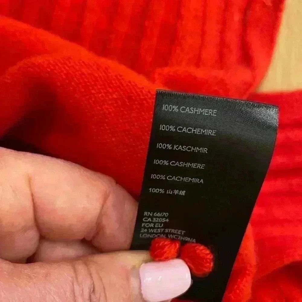 Anthropologie Women's Sweater Pullover 100% cashmere Red V-neck sweater  XS-S - Picture 10 of 13